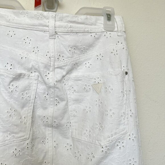 NWT GUESS Denim Eyelet Skirt White Size 27 $128 - Picture 13 of 16
